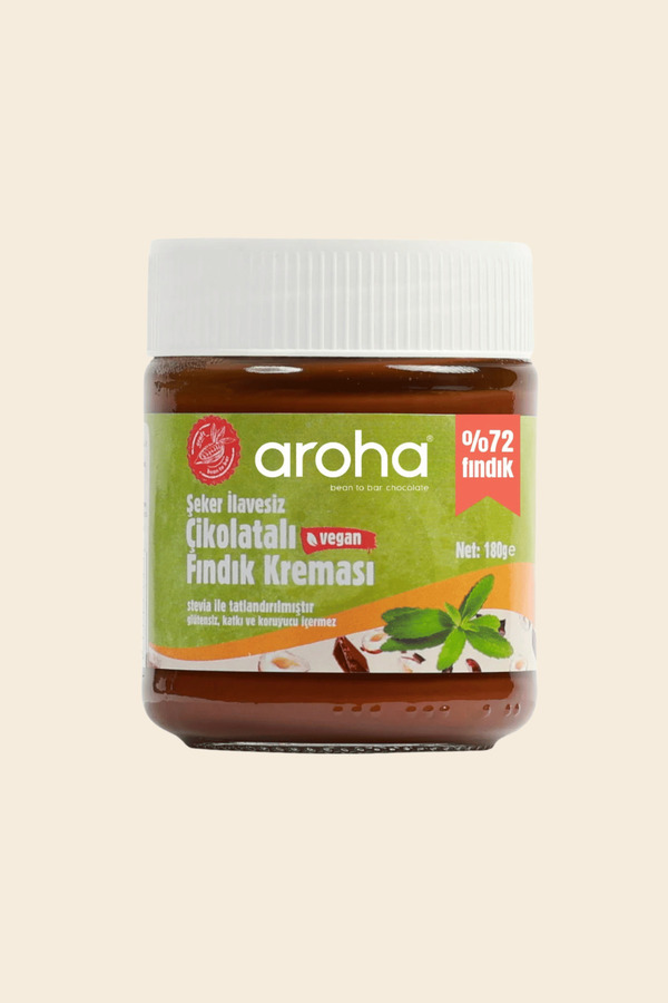 AROHA Çikolatalı Fındık Kreması %72 Fındık Şeker Ilavesiz - 180 G