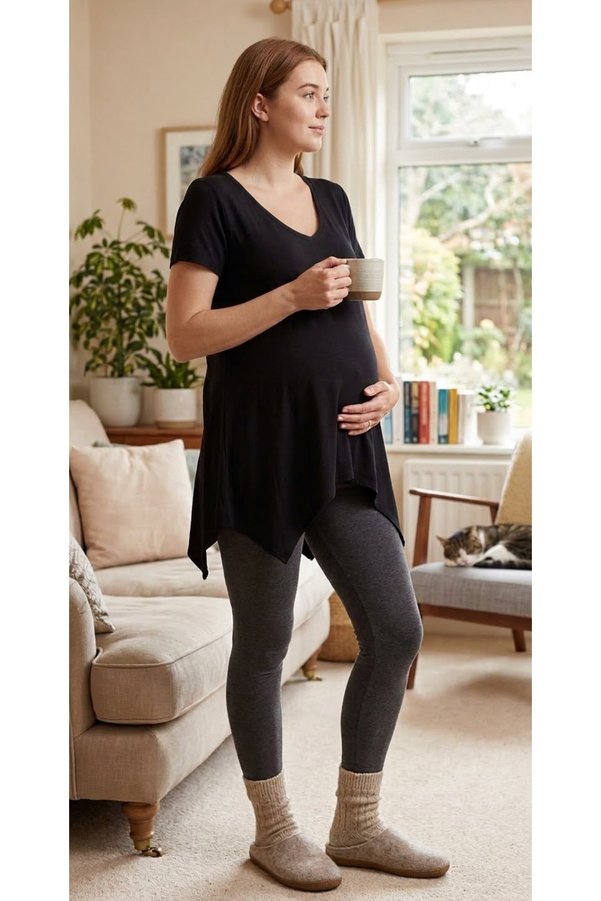 Motherway Siyah Hamile V Yaka Tunik Bm383