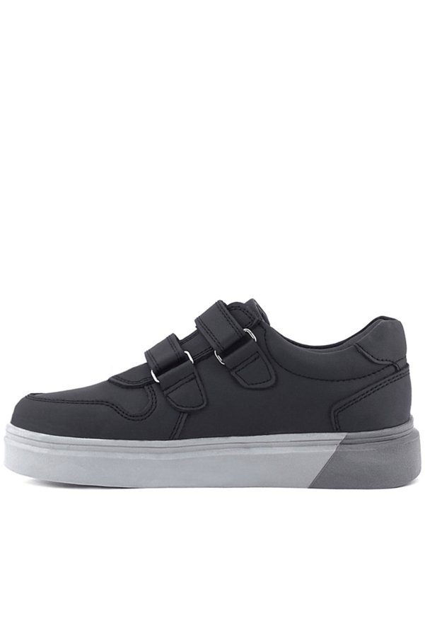 Ortopedi̇kal Rakerplus 3751-Scgr Si̇yah Ci̇lt Gri̇ Tabanlı % 100 Haki̇ki̇ Deri̇ Cırtlı Erkek Çocuk Sneaker