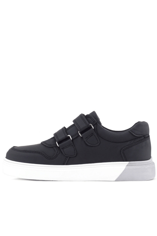 Ortopedi̇kal Rakerplus 3751-Ssb Si̇yah-Beyaz Tabanlı % 100 Haki̇ki̇ Deri̇ Cırtlı Erkek Çocuk Sneaker
