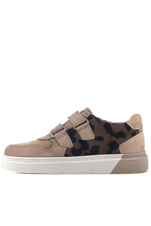 Ortopedi̇kal Rakerplus 3751-Bjkl Bej Kahve Leopar Desen % 100 Haki̇ki̇ Deri̇ Cırtlı Erkek Çocuk Sneaker