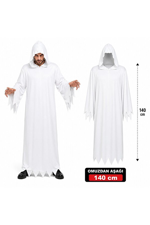 Evi̇mdeyokyok Yeti̇şki̇n Beyaz Kapüşonlu Cellat Hayalet Kostümü 140 Cm