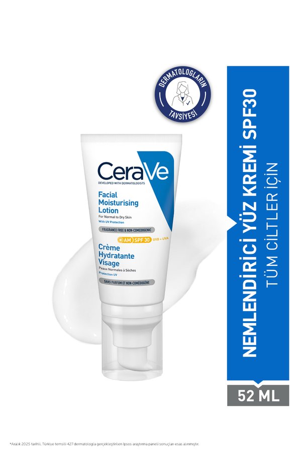 CeraVe Facial Moisturising Lotion SPF30 İçeren Tüm Cilt Tipleri İçin Uygun Nemlendirici Yüz Kremi 52 ml