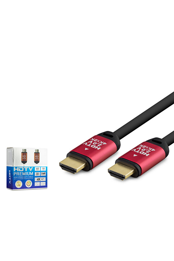 Evi̇mdeyokyok Hdmi̇ 2.0 Kablo 20 M (Od 8.0 Mm) - Si̇yah Ki̇rmi̇zi̇ Hdx2036