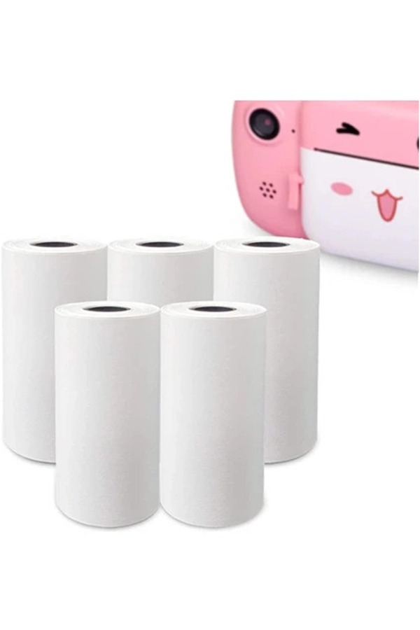 Zamerya Çocuk Kamera Baskı Kağıdı, 5’Li Rulo 57X25Mm Çekirdekli Fotoğraf Baskı Termal Kağıt Rulo