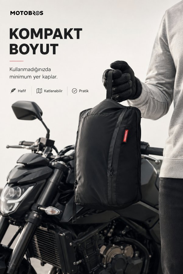Motobros Motosiklet Çanta Su Geçirmez Katlanabilir Motosiklet Sırt Çantası Kask Sığabilen Motorcu Çantası 25 Litre