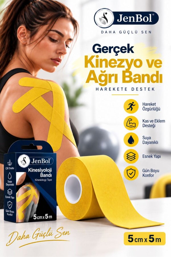 Jenbol Kinesiology Tape Ağrı Bandı 5 Cm X 5 M - Sarı