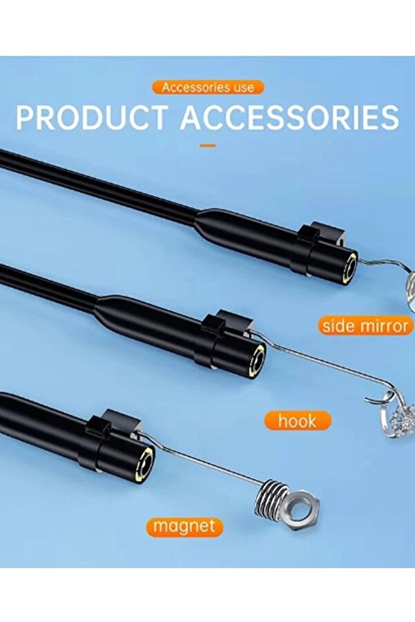 Ethab Ti̇caret Glb-Stl41414 Endoskop Yılan Vi̇deo Kamera Ios Ve Androi̇d Uyumlu Led’li̇ 10 Metre 8 Mm Sert Kablo 2Mp