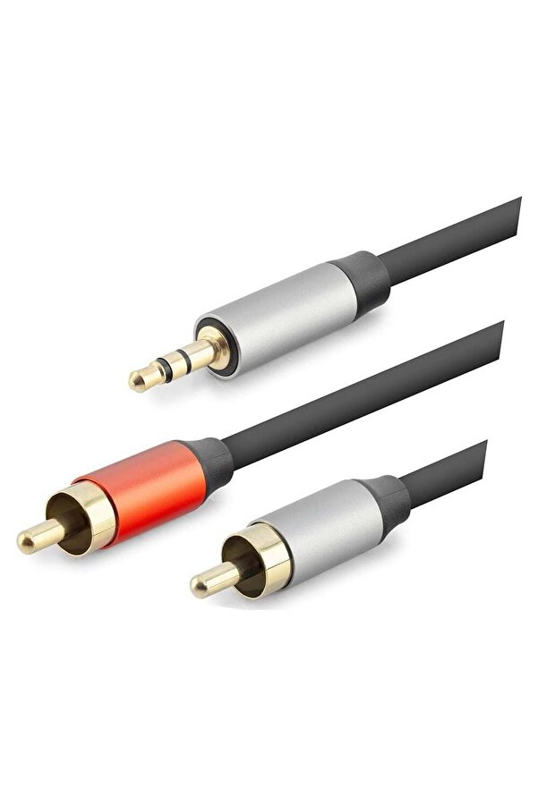 Evi̇mdeyokyok 3.5 Mm To 2 Rca Ses Kablosu 3 M Si̇yah Hdx1074