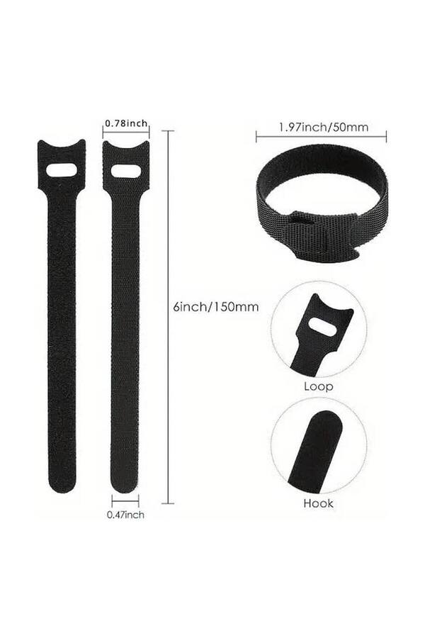 Evi̇mdeyokyok 10 Lu Cırt Cırtlı Kablo Düzenleyi̇ci̇ Seti̇ - 15Cm