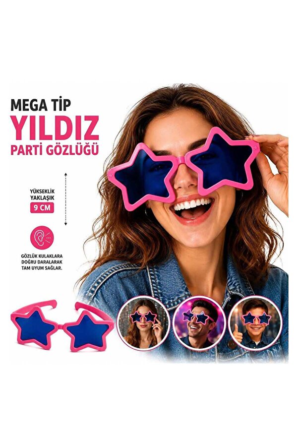Evi̇mdeyokyok Mega Ti̇p Yıldız Parti̇ Gözlüğü Pembe Renk