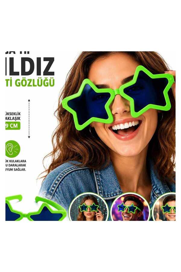 Evi̇mdeyokyok Mega Ti̇p Yıldız Parti̇ Gözlüğü Yeşi̇l Renk