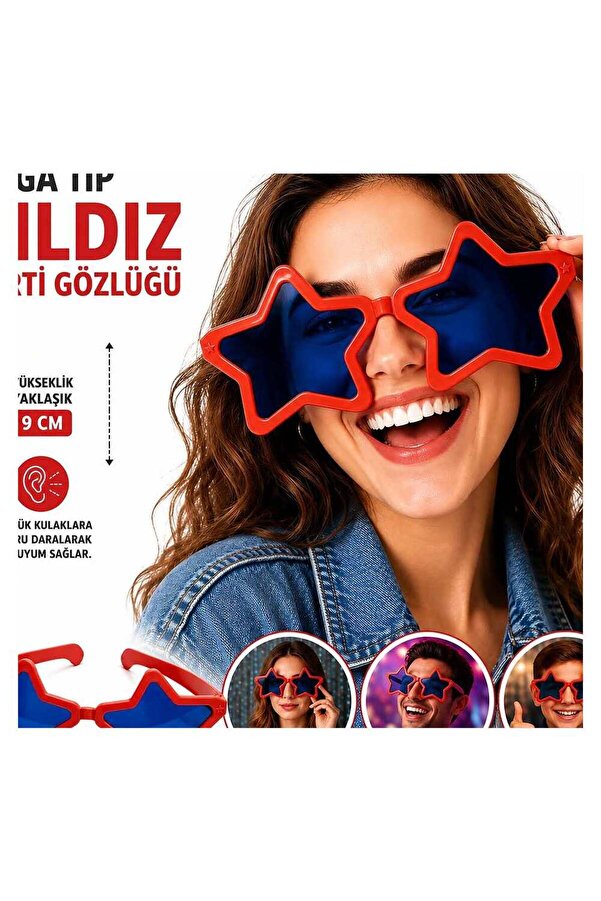 Evi̇mdeyokyok Mega Ti̇p Yıldız Parti̇ Gözlüğü Kırmızı Renk