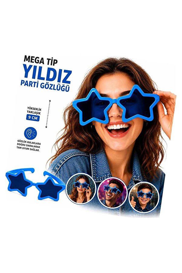 Evi̇mdeyokyok Mega Ti̇p Yıldız Parti̇ Gözlüğü Mavi̇ Renk