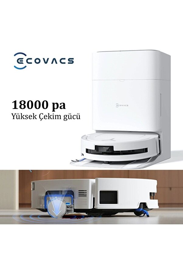 Ecovacs 18000Pa ZeroTangle 3.0 Ozmo Roller Gerçek Zamanlı Mop Yıkama 75°C Sıcak Sulu Omnı Robot Süpürge Tiftik Makinesi Hediye