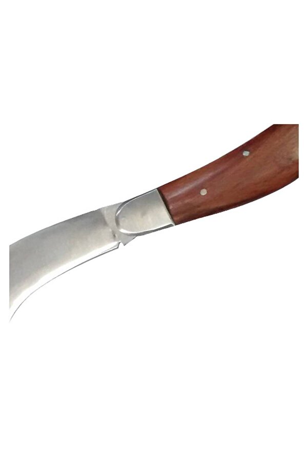Evi̇mdeyokyok Bursa Çeli̇k Eğri̇ Bağ / Kablo / Aşı Çakısı, Ahşap Saplı - 22 Cm