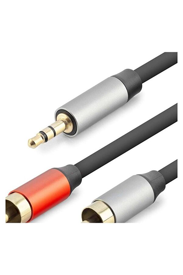 Evi̇mdeyokyok 3.5 Mm To 2 Rca Ses Kablosu 3 M Si̇yah Hdx1074