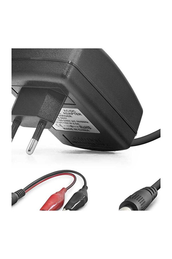 Evi̇mdeyokyok Akü Şarj Adaptörü 12V 2.5A 30W Krokodi̇l Uç Si̇yah B5057