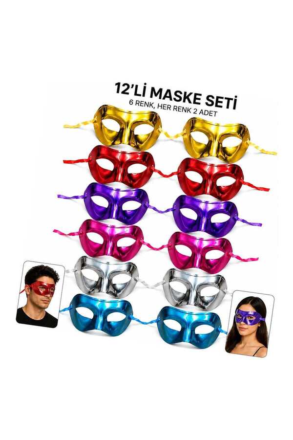 Evi̇mdeyokyok 1239Li̇ Metali̇k Venedi̇k Parti̇ Maskesi̇ Seti̇ – 6 Renk Karışık