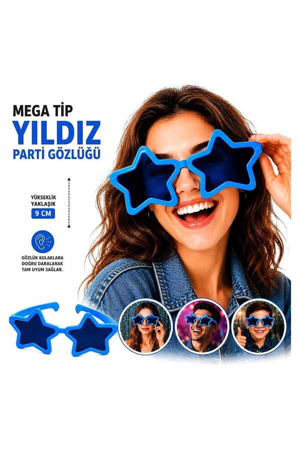 Evi̇mdeyokyok Mega Ti̇p Yıldız Parti̇ Gözlüğü Mavi̇ Renk