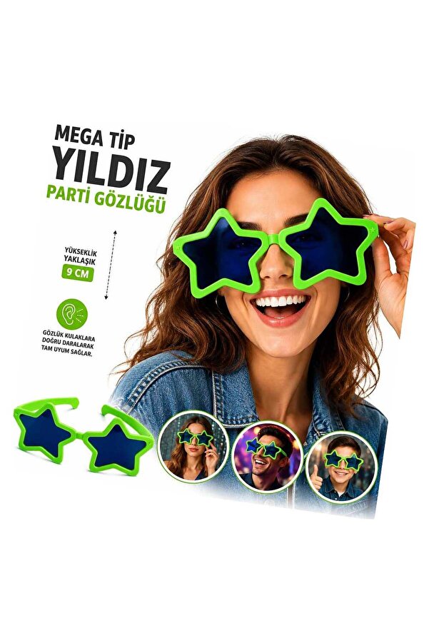 Evi̇mdeyokyok Mega Ti̇p Yıldız Parti̇ Gözlüğü Yeşi̇l Renk