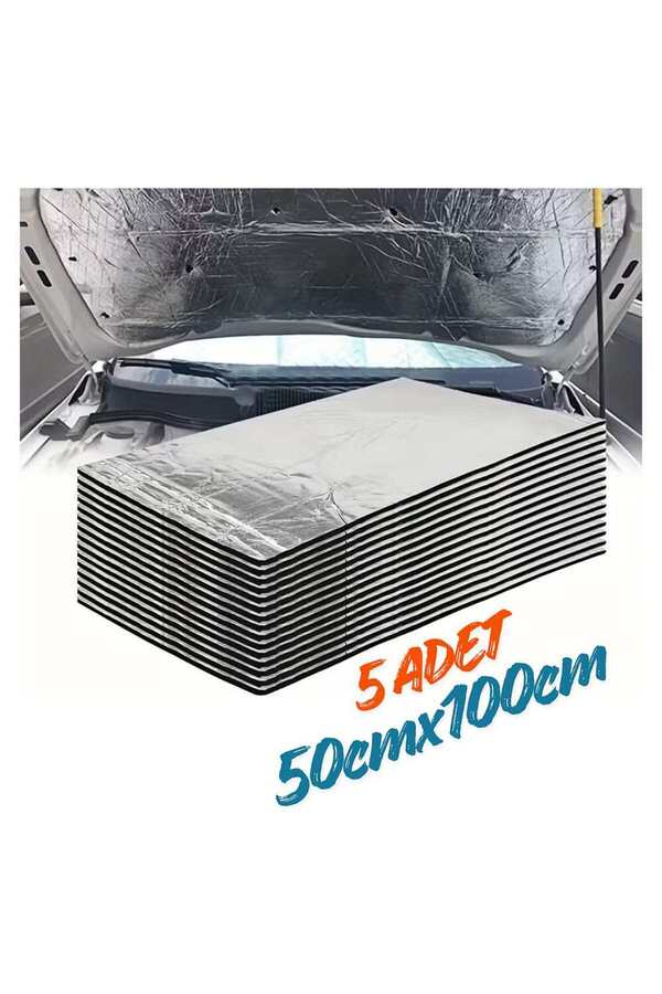 Evi̇mdeyokyok Araç Oto Kaput Kapı Taban Davlumbaz Ses Yalıtım Malzemesi̇ 6Mm Alm. Folyolu Kauçuk 50Cmx100Cm 5Adet