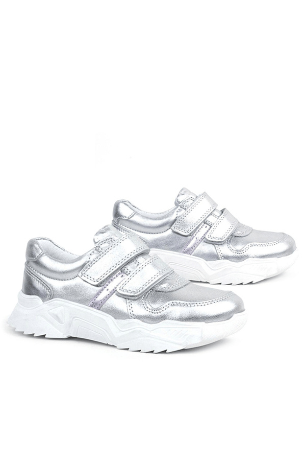 Ortopedi̇kal Rakerplus X3730-Gp Gümüş-Beyaz Taban %100 Deri̇ Kız Çocuk Günlük Sneakers Spor Ayakkabı