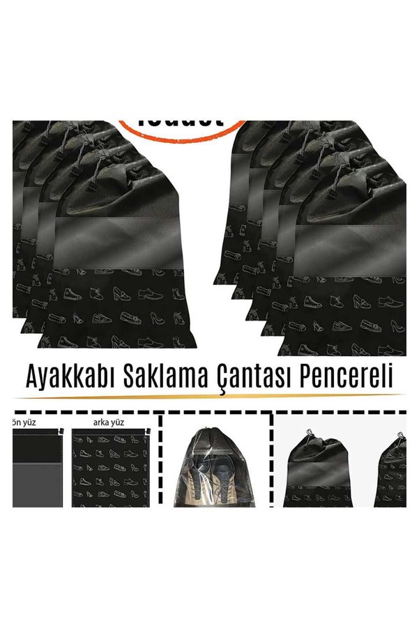 Evi̇mdeyokyok Pencereli̇ Ayakkabı Saklama Çantası Askılı Dolap Çekmece Düzenleyi̇ci̇ Seyahat Çantası Hurcu 10 Adet
