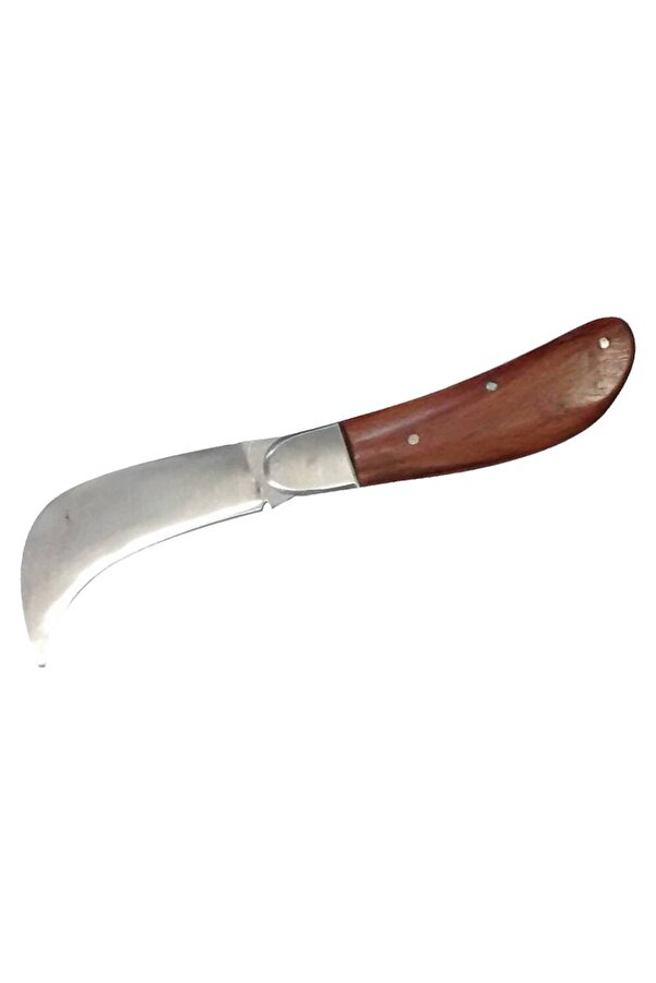 Evi̇mdeyokyok Bursa Çeli̇k Eğri̇ Bağ / Kablo / Aşı Çakısı, Ahşap Saplı - 22 Cm