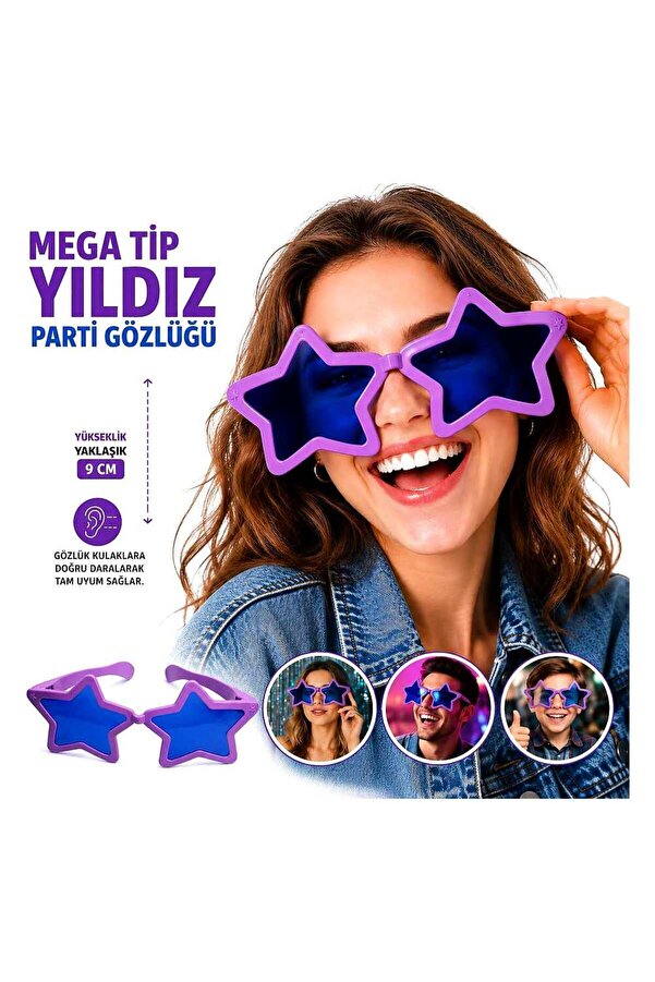 Evi̇mdeyokyok Mega Ti̇p Yıldız Parti̇ Gözlüğü Mor Renk