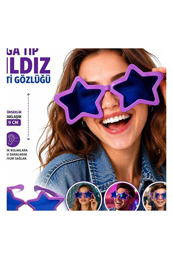 Evi̇mdeyokyok Mega Ti̇p Yıldız Parti̇ Gözlüğü Mor Renk