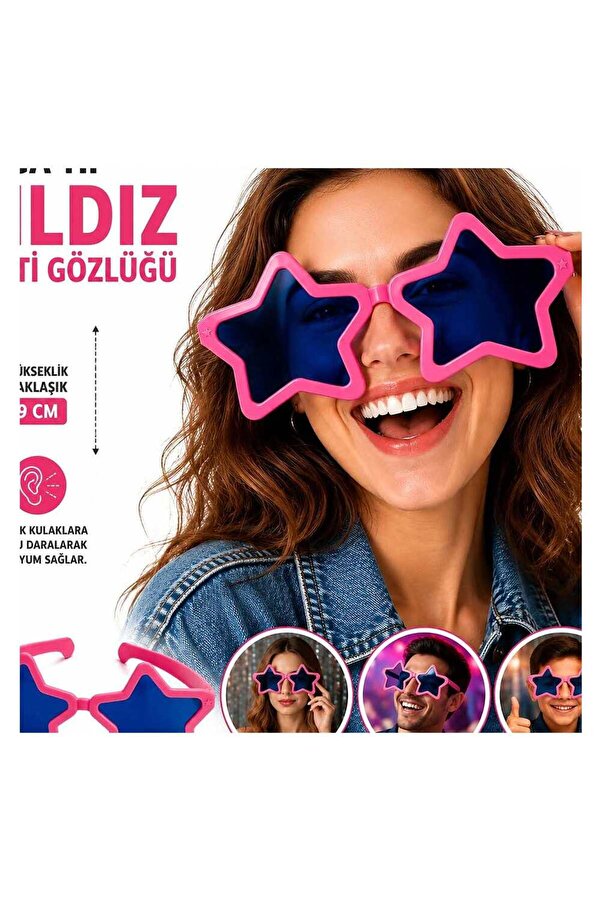 Evi̇mdeyokyok Mega Ti̇p Yıldız Parti̇ Gözlüğü Pembe Renk