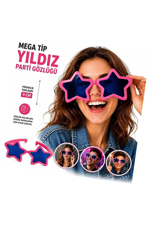 Evi̇mdeyokyok Mega Ti̇p Yıldız Parti̇ Gözlüğü Pembe Renk