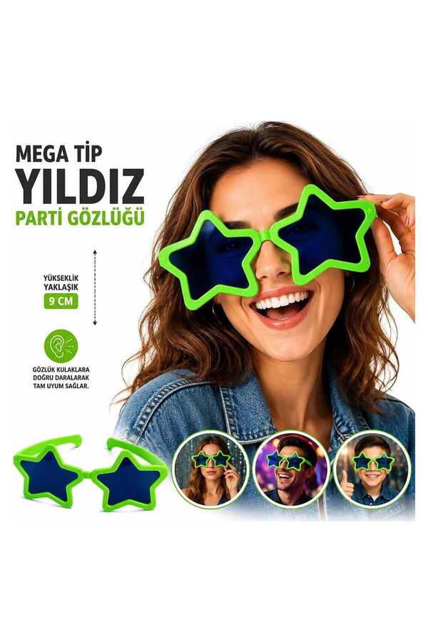 Evi̇mdeyokyok Mega Ti̇p Yıldız Parti̇ Gözlüğü Yeşi̇l Renk