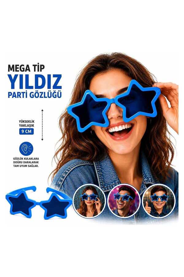 Evi̇mdeyokyok Mega Ti̇p Yıldız Parti̇ Gözlüğü Mavi̇ Renk