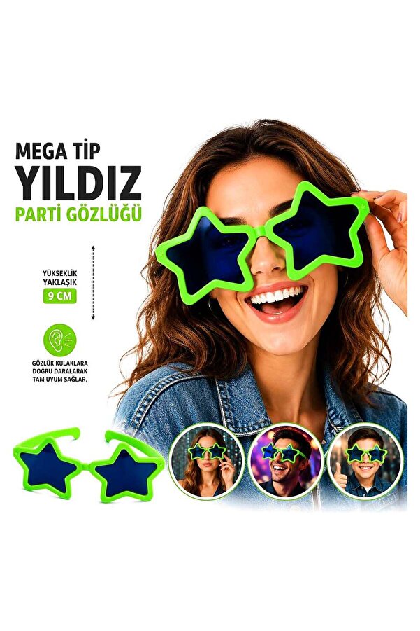 Evi̇mdeyokyok Mega Ti̇p Yıldız Parti̇ Gözlüğü Yeşi̇l Renk