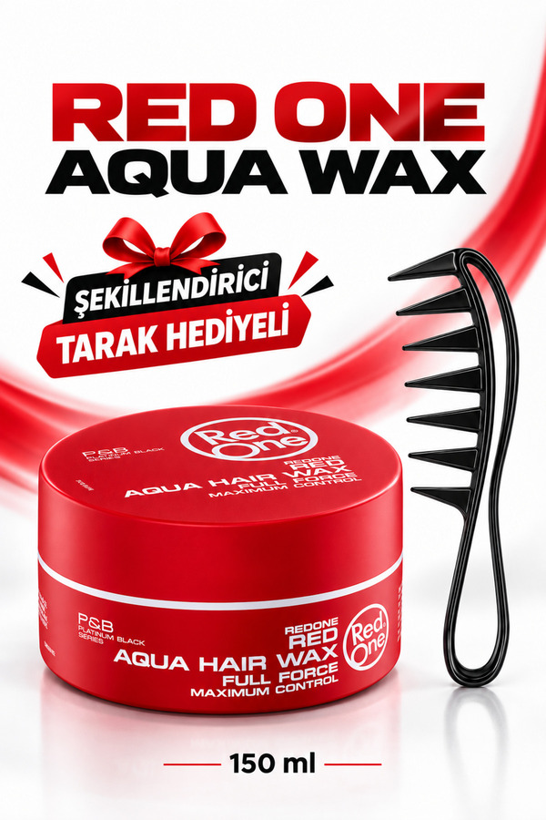Red One Aqua Wax Red 150 ml – Güçlü Tutuş Islak ve Parlak Görünüm Su Bazlı Tropikal Çilek Kokulu Saç Waxı – Tarak Hediyeli