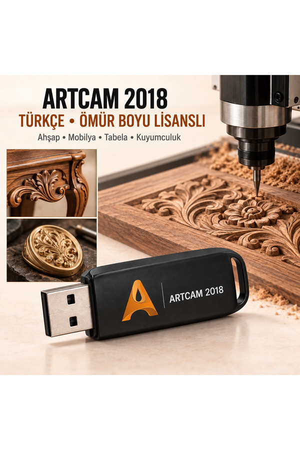 Uzaktanhocam ArtCAM 2018 Türkçe Lisanslı CNC Tasarım Programı USB Flash Bellek