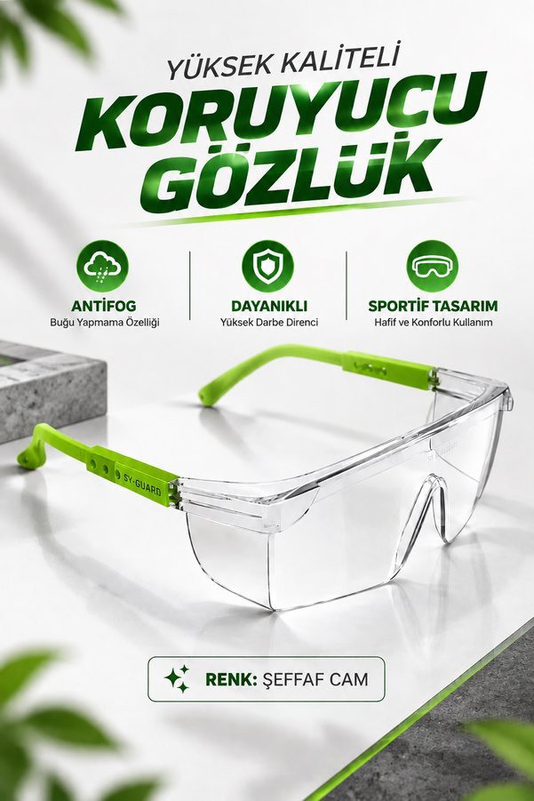 NZB Iş Güvenlik Gözlüğü Antifog Buğulanmaz Ayarlı Çapak Koruyucu Gözlük S400 Şeffaf