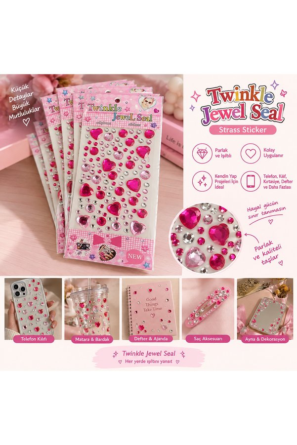 Ceveccá 3D Renkli Sticker Pembe