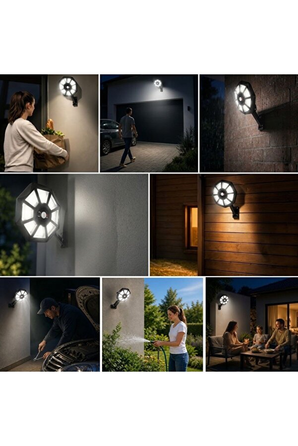 Go İthalat 168B Solar Led Büyük Dış Mekân Lambası, Hareket Sensörlü, Kumandalı, 3 Modlu Ultra Parlak Cob Işık,