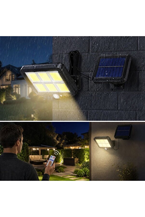 Go İthalat 160 Led Solar Bahçe Aydınlatması, 6&Ampaposlı Güneş Panelli̇ Led Lamba, 5 Metre Kablolu Ve Kumandal