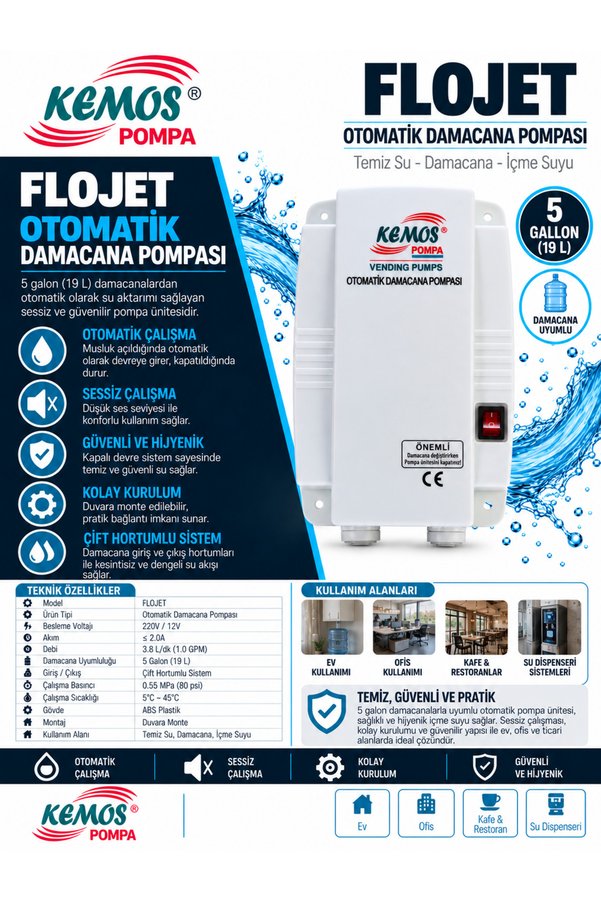 Kemos Arçelik Flojet Buzdolabı, Sebil Ve Su Pompası (Bottled Water Dispensing System)