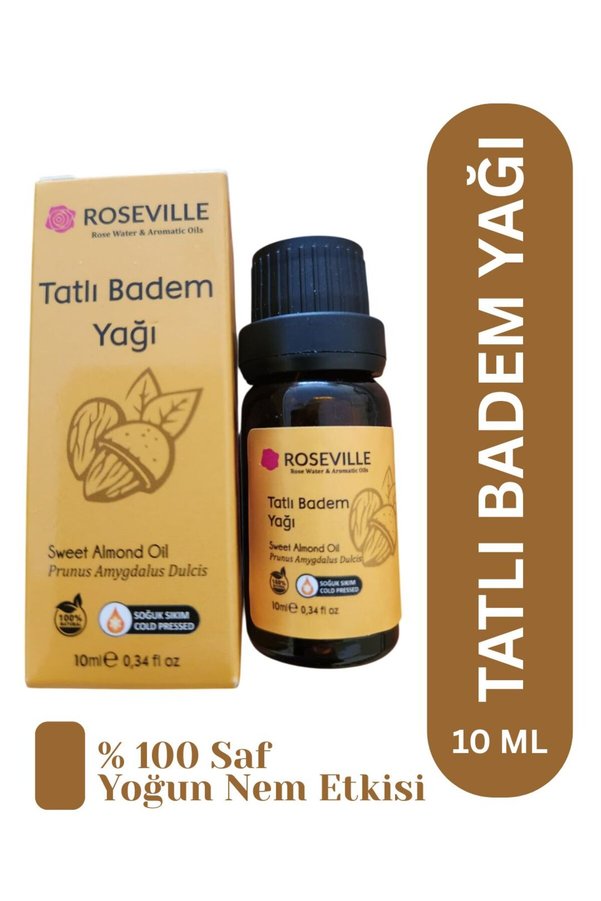 Roseville Tatlı Badem Yağı %100 Saf Ve Doğal Soğuk Sıkım 20 Ml