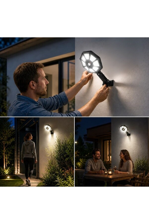 Go İthalat 168B Solar Led Büyük Dış Mekân Lambası, Hareket Sensörlü, Kumandalı, 3 Modlu Ultra Parlak Cob Işık,