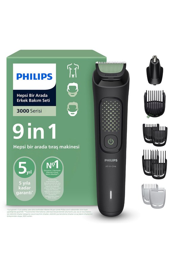 Philips 3000Serisi 9in1 Erkek Bakım Seti Yüz/Saç/Vücut Tıraş Makinesi Cilt Dostu Bıçaklar MG3946/15