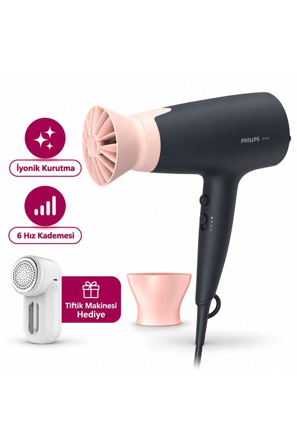 Philips 3000 Serisi Saç Kurutma Makinesi 2100w 6 ısı & BHD350/06 Tiftik Makinesi hediye