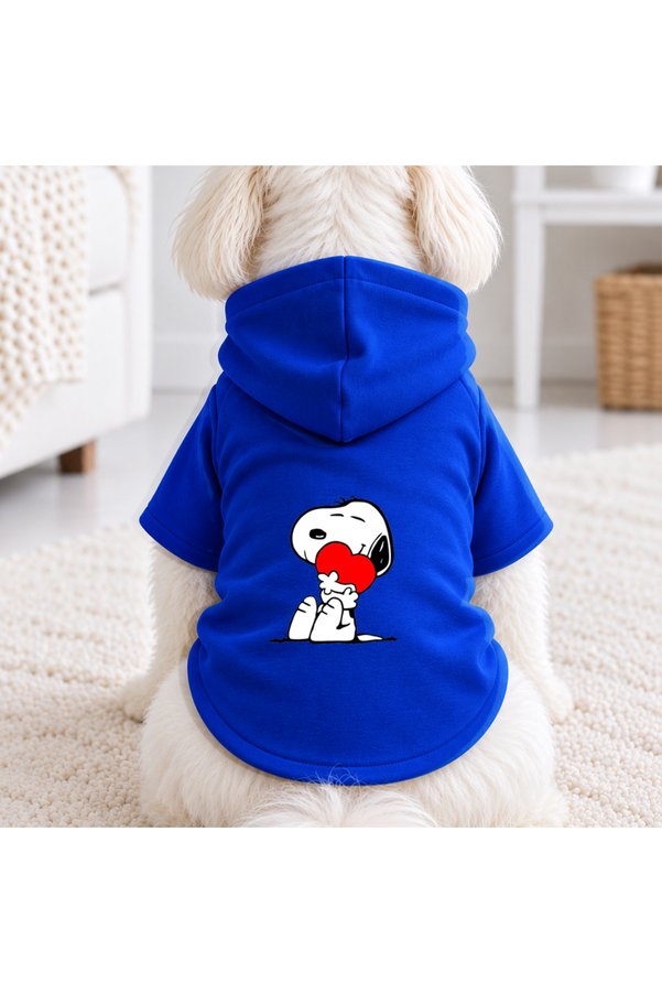 petite pati Mavi heart Baskili Köpek Kıyafeti Sweatshirt