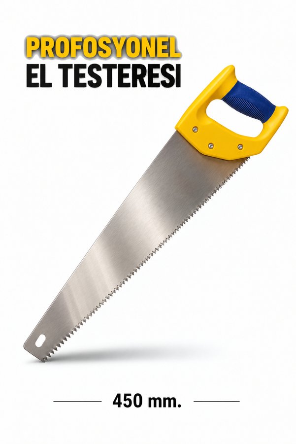 Alıç Fiber Saplı Testere Ahşap Sunta Kontrplak Kesim Testere Dayanıklı Çelik Gövdeli El Testeresi - 450 mm