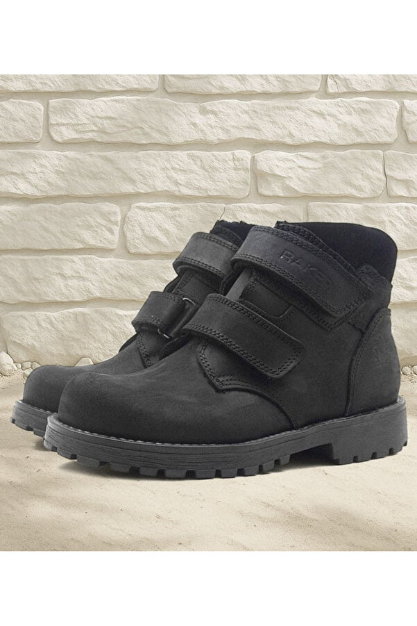 Ortopedi̇kal Rakerplus Sentor 8050-Sn1 Si̇yah Nubuk % 100 Haki̇ki̇ Deri̇ Cırtlı Kürklü Erkek Çocuk Bot